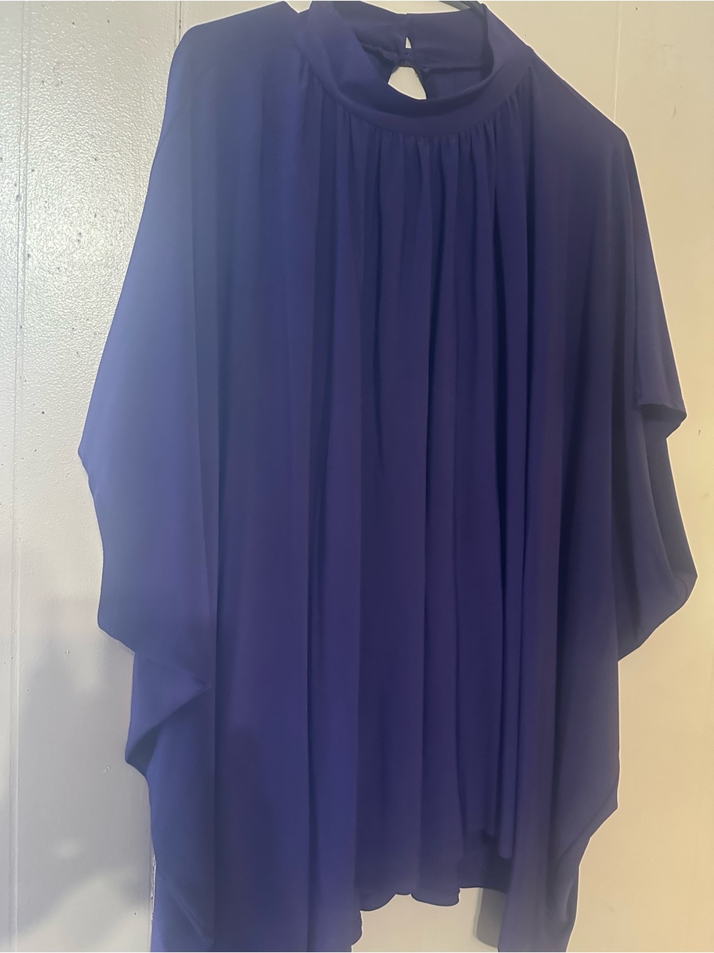 Elegant Women's Royal Blue Pleated High-Neck Top